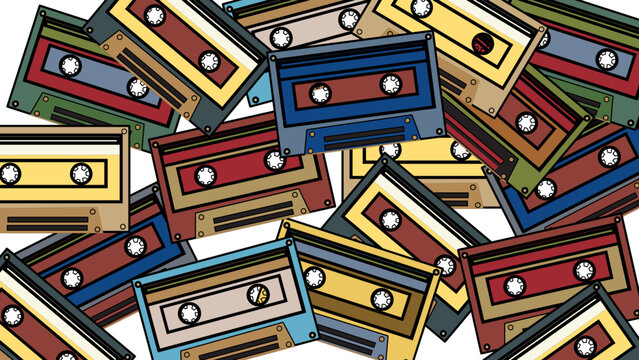 kaset stereo radio 90s pattern background design