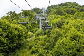 cable car lift on top of mount in Tsaghkadzor town