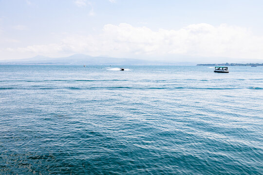 boats in Lake Sevan, Armenia in summer