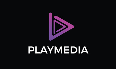 Play Media Creative Logo Design, Play Button Media Logo, Media Play Logo Icon Premium Vector Template