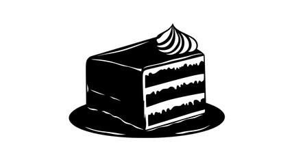 Cake cut to display its uniform layers on a flat surface, vector illustration art