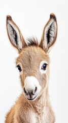 Fototapeta premium Adorable baby donkey posing on white background