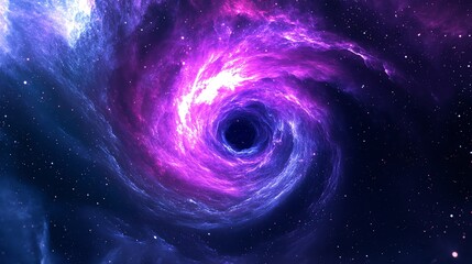 Fototapeta premium A swirling, glowing nebula in space with a black hole in the center.