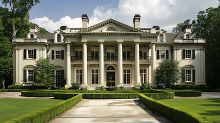 Fototapeta premium Classic Mansion with Formal Gardens
