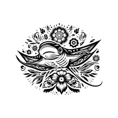 MantaRay fish in folk art