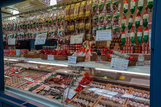 budapest , hungary ,  08 08 2024 : Nagycsarnok, central market hall , hungarian local grocery products 