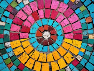 Multicolored Circular Mosaic Pattern