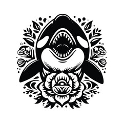 Obraz premium orca fish in folk art