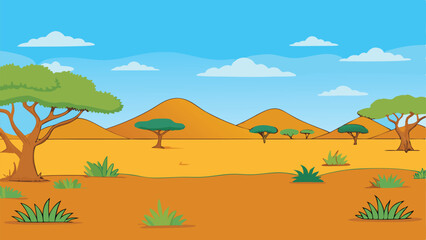 African Savanna Background Vector Illustration Free 