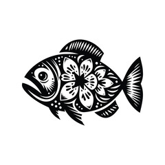 Obraz premium piranha fish in folk art