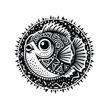 recommend clip art: Pufferfish in bohemian