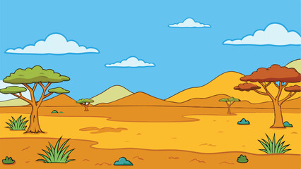 African Savanna Background Vector Illustration Free 