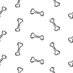 Simple black and white seamless pattern with bone. Vector background for the design of pet stores, pet products, veterinary clinics. Design for wrapping paper, print