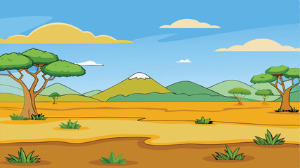 African Savanna Background Vector Illustration Free 