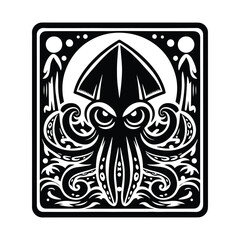 Fototapeta premium Squid in Tarot card