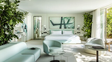 Fototapeta premium Luxury Suite with Minimalist Design and Natural Light