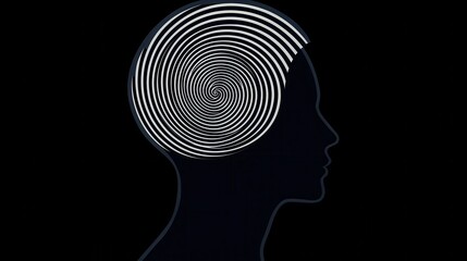 Obraz premium Spiral of Mind to Speech: A human head with a spiral coming out of the forehead, transitioning from subtle thought patterns to bold, clear words