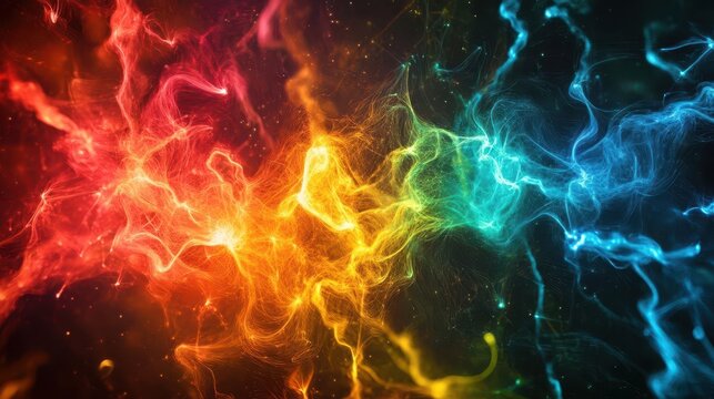 conceptual brain illustration exploding neuron network with vibrant idea sparks surreal colorful representation of creativity and cognitive processes dynamic energetic composition