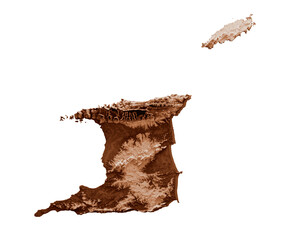 Map of Trinidad and Tobago in old style, brown graphics in a retro style Vintage Style. High detailed 3d illustration
