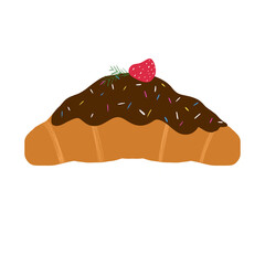 Croissants chocolate with strawberry