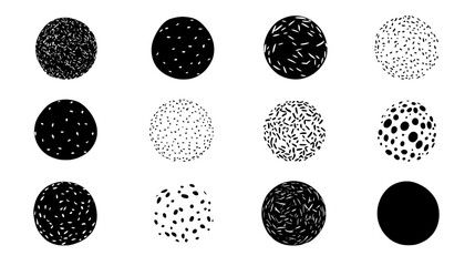 Group of coated truffles arranged symmetrically, showcasing a variety of coatings, vector illustration art