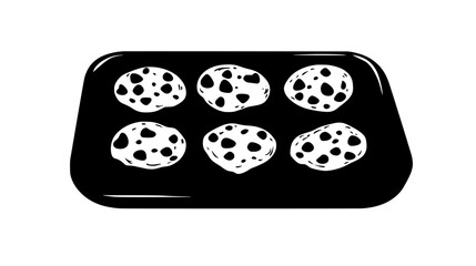 Group of drop cookies placed on a smooth, even tray, vector illustration art