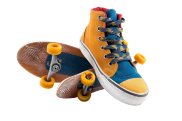 Comfortable skateboarding sneakers with a flexible design and slip-resistant outsole isolated on transparent background