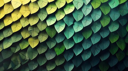 Obraz premium Abstract leaves create a unique wallpaper, a design that echoes natural patterns. Green artwork, a depiction of leaf textures.