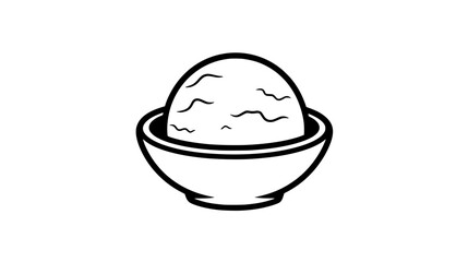 Fototapeta premium Dairy-free ice cream scoop in a small dish on a flat surface with no toppings, vector illustration art