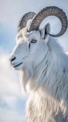 Obraz premium Majestic mountain goat posing with large horns