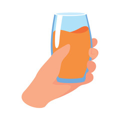 Glass with Cocktail Drink in Hand Vector Illustration