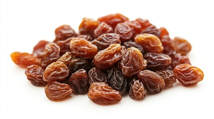 Obraz premium Pile of raisins isolated on white background