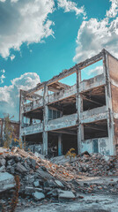 Abandoned building about to be demolished, showcasing decay and neglect