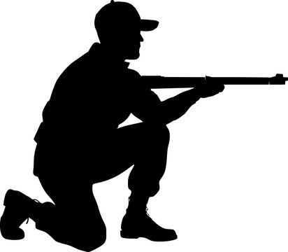 black silhouette soldier aiming rifle clip art preview