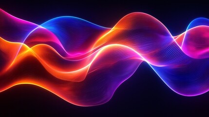 Fototapeta premium Abstract Neon Wave with RGB Color Gradient, Digital Art, Neon Lights, Wave, Abstract Art