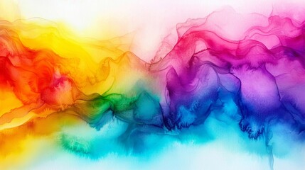 Fototapeta premium Abstract Watercolor Rainbow Landscape, Watercolor, Abstract, Landscape