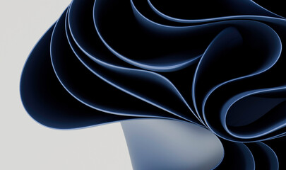 Deep Blue Abstract Sculpture with Dynamic, Organic Shapes