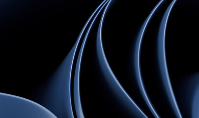 Abstract Dark Blue Sculpture with Fluid, Wavy Forms