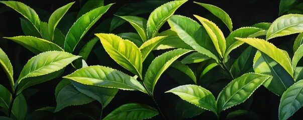 Obraz premium Vibrant green leaves with a striking display of texture and color, ideal for nature and botanical-themed projects.