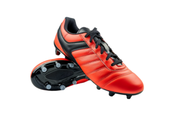 Premium soccer sneakers with reinforced stitching and cushioned soles isolated on transparent background