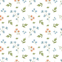 Seamless watercolor floral pattern. Autumn. Pattern for fabric. Home textiles. Tablecloth. Watercolor. Texture. Scrapbooking. Flowers Autumn. Spring.