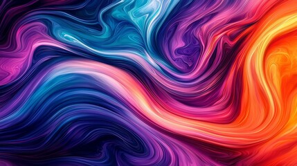 Obraz premium Fluid Abstract Art Wavy Lines in Vibrant Colors, digital art, abstract art, abstract background