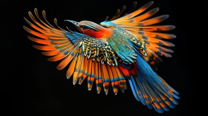Obraz premium Colorful exotic bird flying showing beautiful feathers