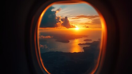 Sunset Through Aircraft Window.