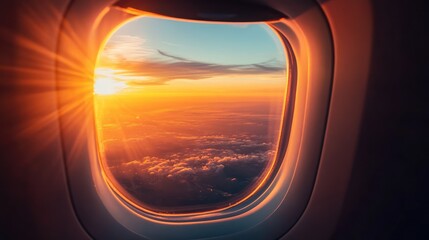 Sunset Through Aircraft Window.