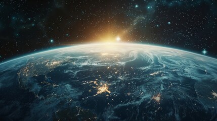 Obraz premium Majestic Orbital View of Elysium a Breathtaking Planet in the Cosmos