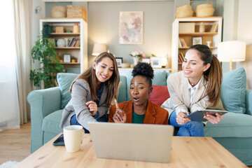 Diverse Group of Women Enjoying a Video Call at Home