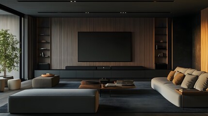 Living room enhanced with modern home cinema experience image