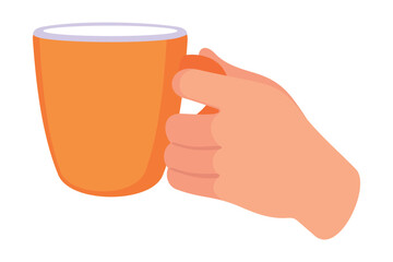 Hand Hold Ceramic Mug or Cup with Tea or Coffee Vector Illustration