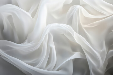 Obraz premium flowing sheets fabrics abstract white shapes transparent, wavy resin sheets